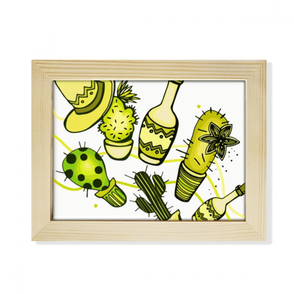 Sombrero Mexico Desert Cactus Mexican Desktop Photo Frame Picture Art Decoration Painting 6x8 inch