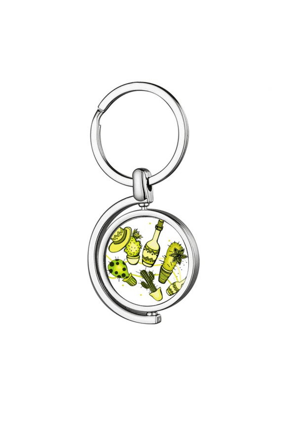 Sombrero Mexico Desert Cactus Mexican Rotating Keychain Metal Keyring Holder