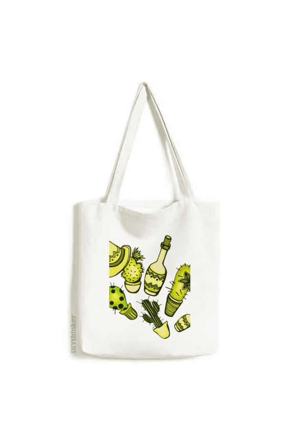 Sombrero Mexico Desert Cactus Mexican Tote Canvas Bag Shopping Satchel Casual Handbag