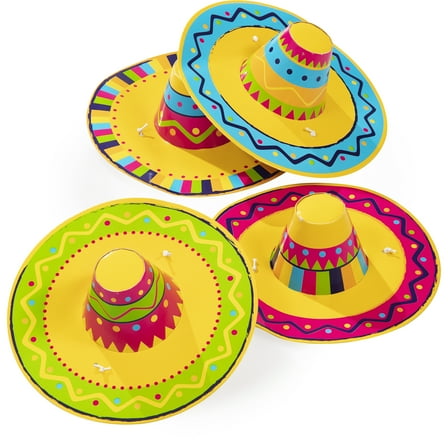 Multicolor Sombrero Paper Party Hats, 5", 4 Count, by Way To Celebrate