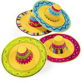 5IN Sombrero Paper Party Hats, 4 Count, Multicolor, by Way To Celebrate