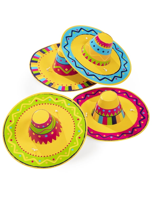 5IN Sombrero Paper Party Hats, 4 Count, Multicolor, by Way To Celebrate