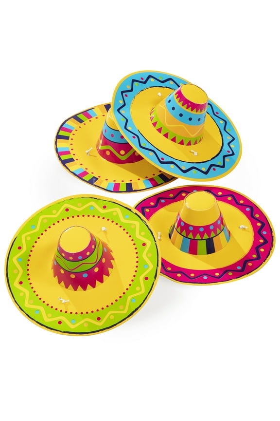Multicolor Sombrero Paper Party Hats, 5", 4 Count, by Way To Celebrate