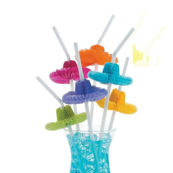 Sombrero Tissue Straws - Party Supplies - 12 Pieces