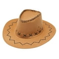 thumbnail image 1 of Sombrero Vaquero Para Mujer, Yigetop Adult Casual Solid Suture Summer Western Fashion Cowboy Sun Hat Wide Brim Travel Sun Cap Womens Cowgirl Hat Bronze One Size, 1 of 5