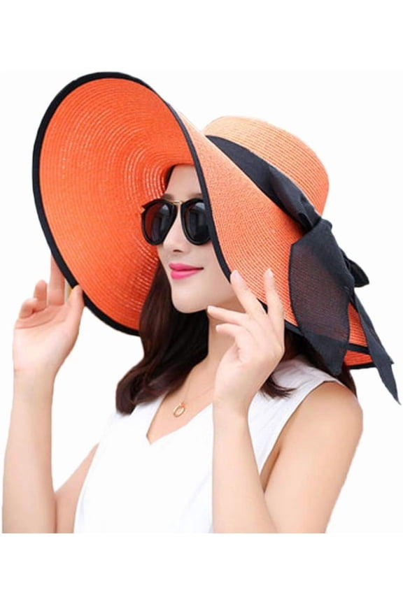 Flexible Wide Brim Straw Sun Hat, UPF50+ Protection, for Beach, Fishing, Outdoor Activities