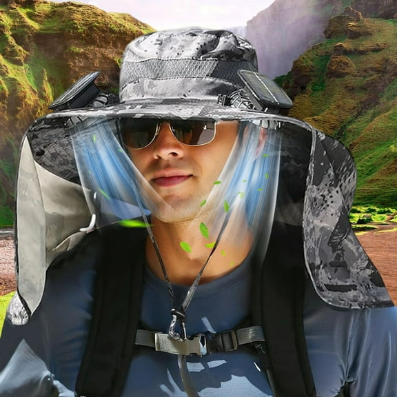 Sombrero grande tipo chal para el sol, protección para el cuello, ventilador de carga solar de verano
