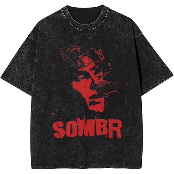Sombrs Merch Shirt 2025 Music Tour T Shirt Men Loose Fit Retro Graphic Tee Black Women