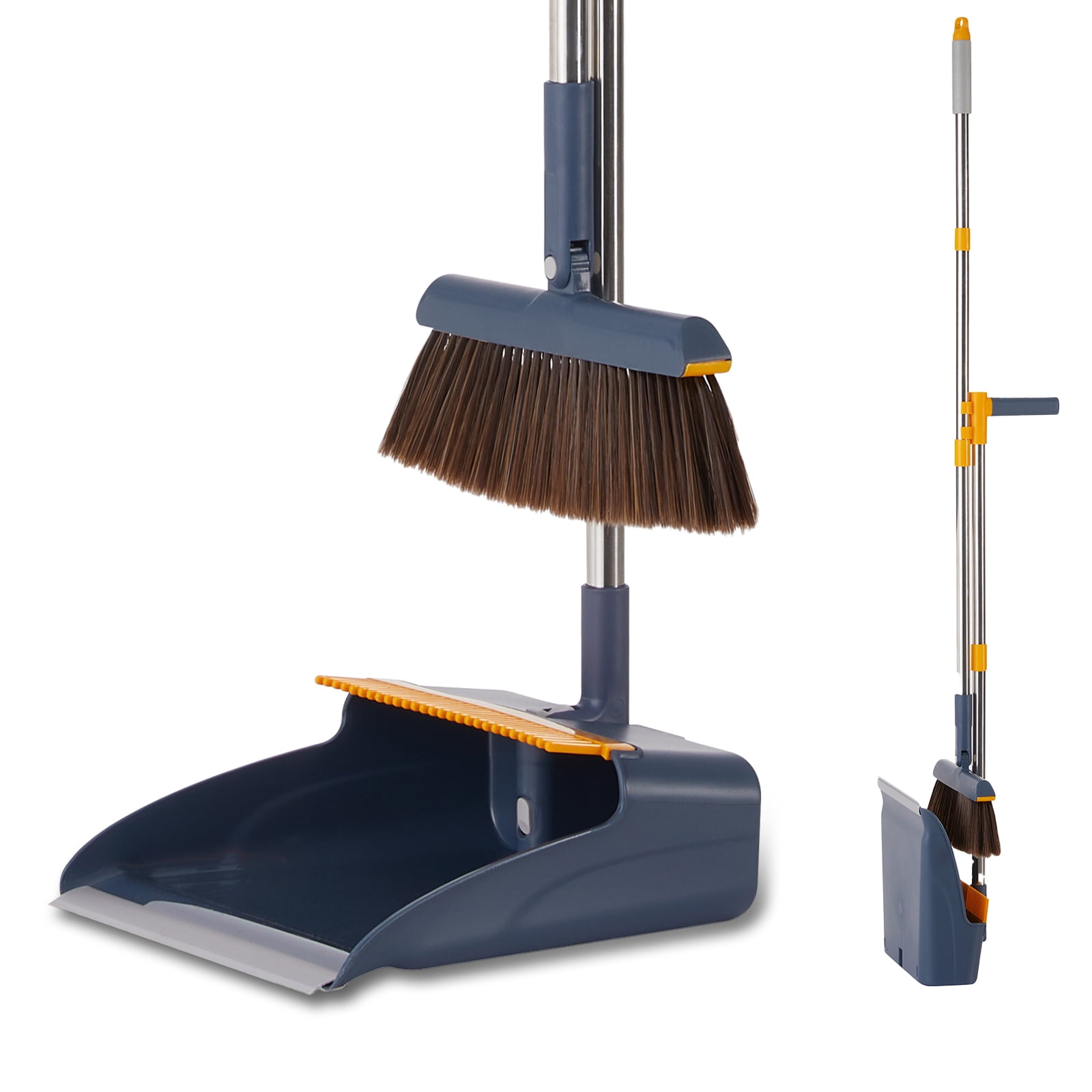 Somdot 54 inches Long Handle Broom and Dustpan Set, Foldable Standing
