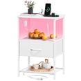thumbnail image 1 of Eunos White Nightstand with Charging Station and LED, Small Dresser with Drawer and Storage Shelfs for Bedroom, 1 of 9