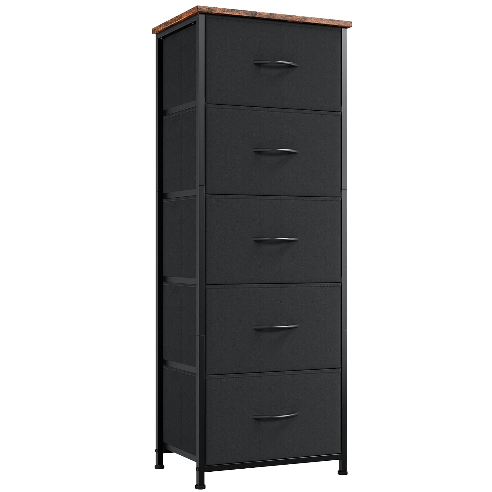 Black Rustic Brown 5-Drawer Vertical Fabric Dresser