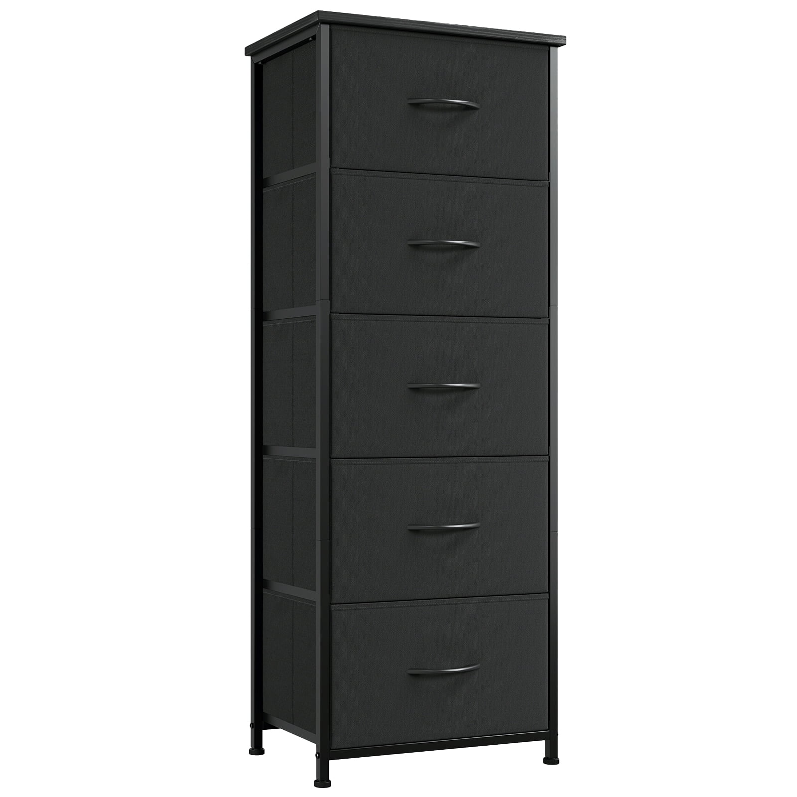 Somdot Black Tall Dresser for bedroom, 5 Vertical Fabric Drawers ...