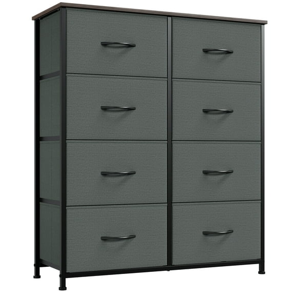 Eunos Dresser with 8 Easy Pull Drawers 4-Tier Wide Fabric Dresser Organizer for Bedroom Living Room, Charcoal Grey