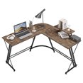 thumbnail image 1 of Somdot L Shaped Corner Gaming & Computer Desk w/ Monitor Stand, Brown Wood, 1 of 9