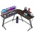 thumbnail image 1 of Somdot L Shaped Desk, Corner Computer Desk, Gaming Desk with Monitor Stand, Home Office Writing Study Workstation, Easy Assembly - Black Walnut, 1 of 9