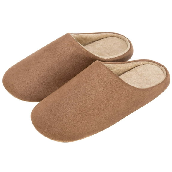 Somdot Memory Foam Slippers, with Thick and Soft Lining and a Silent Sole, Suitable for Both Men and Women, Brown