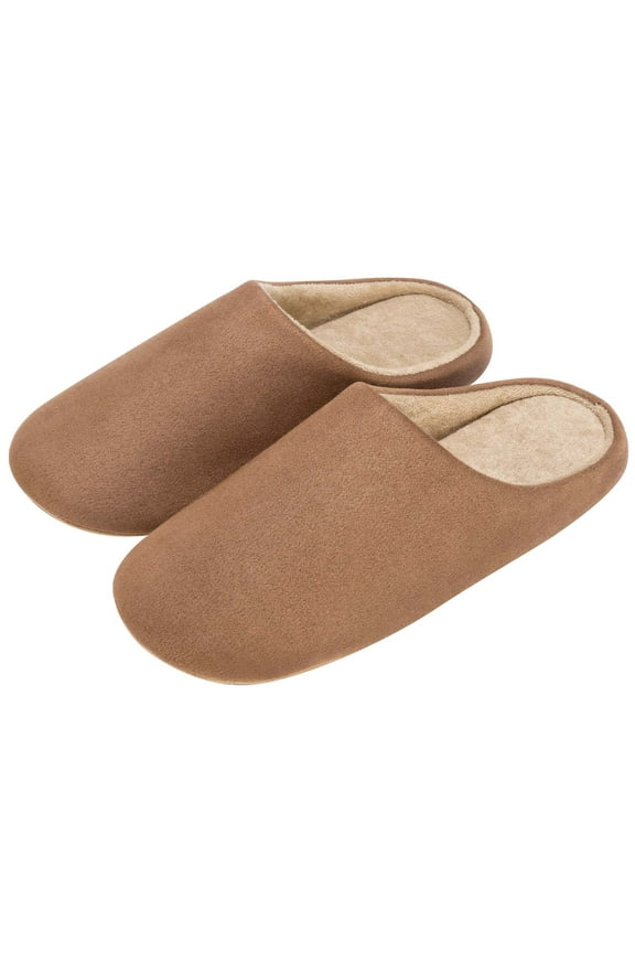 Memory Foam Slippers, with Thick and Soft Lining and a Silent Sole, Suitable for Both Men and Women, Brown