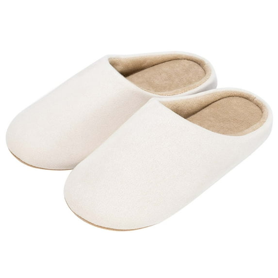 Somdot Memory Foam Slippers, with Thick and Soft Lining and a Silent Sole, Suitable for Both Men and Women, Off White