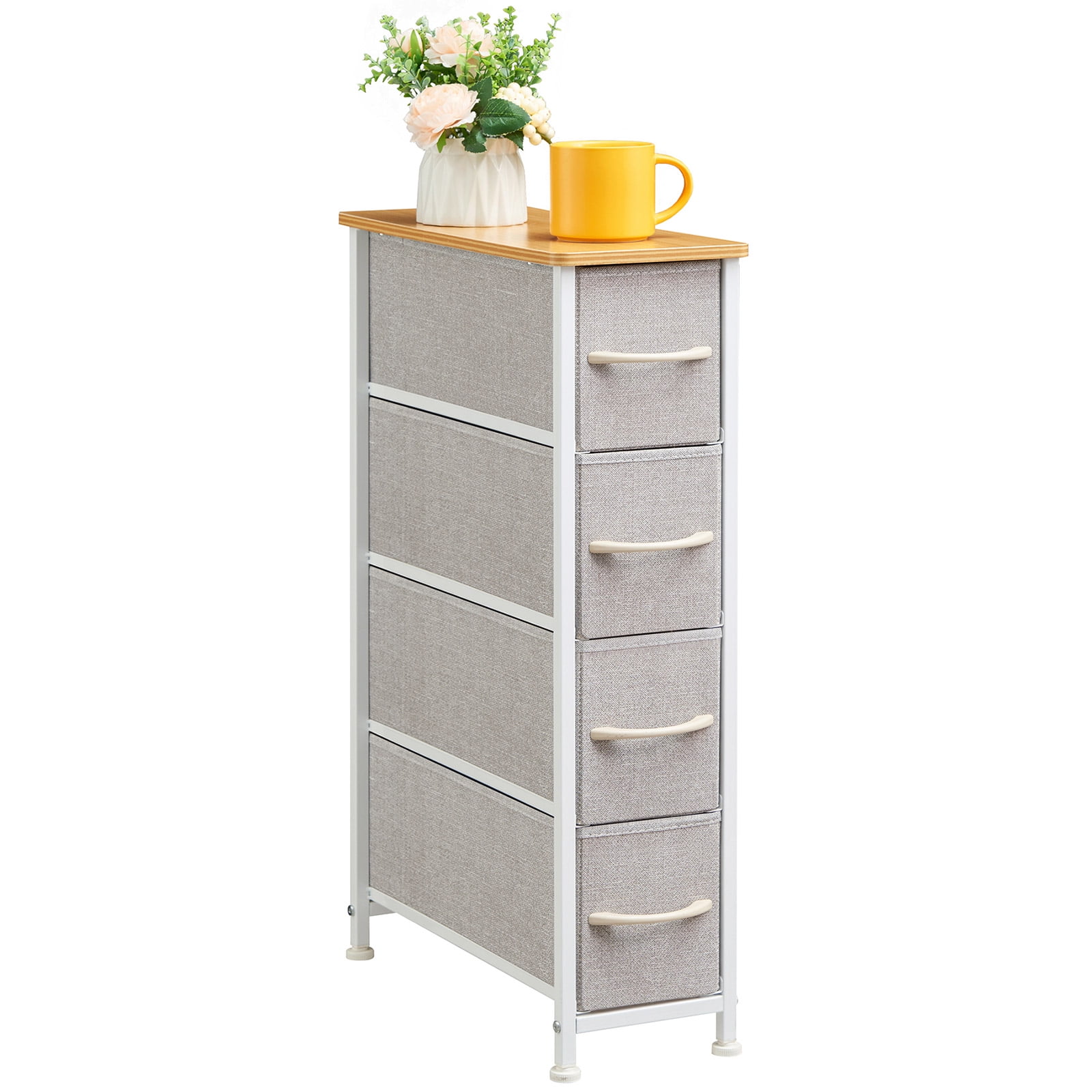 Somdot Narrow Dresser Vertical Storage Tower with 4 Slim Drawers Thin