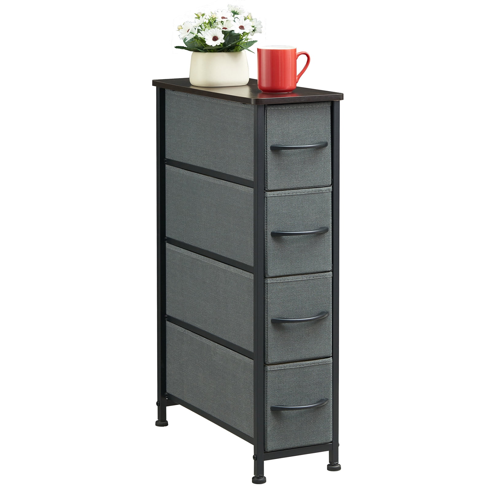 Somdot Narrow Dresser Vertical Storage Tower with 4 Slim Drawers
