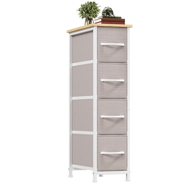 Eunos Narrow Dresser, Tall Slim Storage Drawers for Small Spaces, Adjustable Ash Grey Cabinet