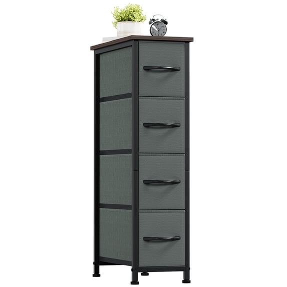 Eunos Narrow Dresser with 4 Slim Drawers for Bathroom Storage Cabinet Hallway, Charcoal Grey