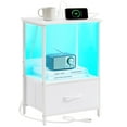 thumbnail image 1 of Eunos Night Stands for Bedroom, White Bedside Table with Charging Station and Storage Shelfs, 1 of 8