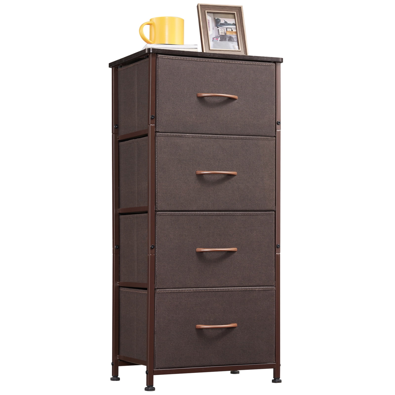 Somdot Nightstand Dresser with 4 Drawers Vertical Fabric Storage