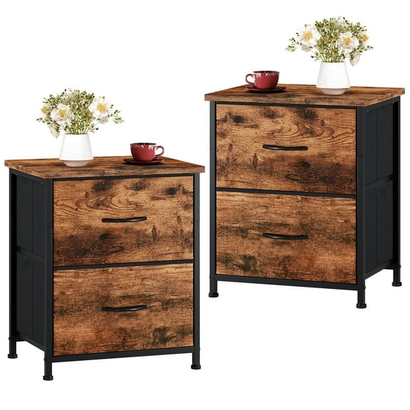 Eunos Nightstands for Bedroom Set of 2, Small Bedside Table End Table for Closet, Wood Grain Print