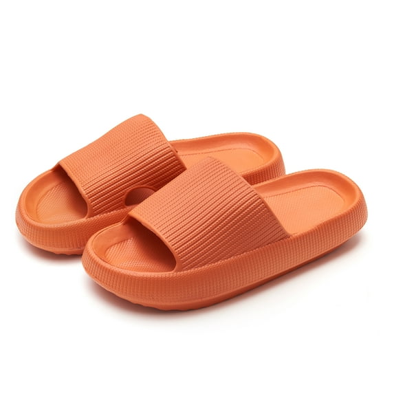 Somdot Slides for Women and Men Pillow Slippers Unisex Bathroom Slipper Soft Thick Sole Non-Slip, Orange
