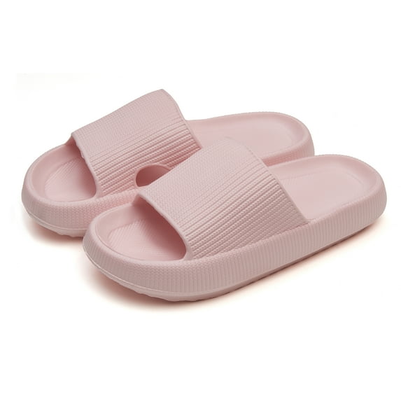 Somdot Slides for Women and Men Pillow Slippers Unisex Bathroom Slipper Soft Thick Sole Non-Slip, Pink
