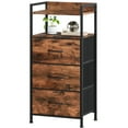 thumbnail image 1 of Eunos Small Nightstand, 3 Vertical Fabric Drawer Dresser for Bedroom, Living Room, Hallway, Wood Grain Print, 1 of 8
