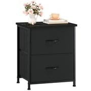 Eunos Black Small Nightstand for Bedroom with 2 Fabric Drawer, Bedside Table End Table for Closet