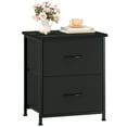 thumbnail image 1 of Eunos Black Small Nightstand for Bedroom with 2 Fabric Drawer, Bedside Table End Table for Closet, 1 of 8