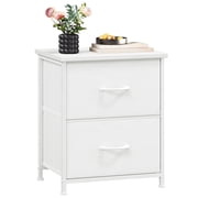 Eunos White Small Nightstand for Bedroom with 2 Fabric Drawer, Bedside Table End Table for Closet