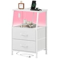 thumbnail image 1 of Eunos Small Nightstand with Charging Station for Bedroom, 2 White Drawer Dresser with Storage Shelfs, 1 of 8