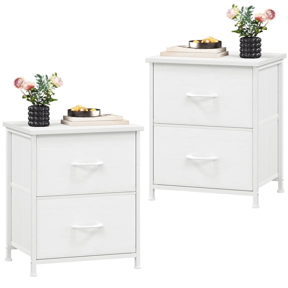 Eunos White Nightstands for Bedroom Set of 2, Small Bedside Table End Table for Closet Living Room