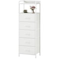 thumbnail image 1 of Eunos White Tall Nightstand, 5 Vertical Fabric Drawer Dresser for Bedroom, Living Room, Hallway, 1 of 8
