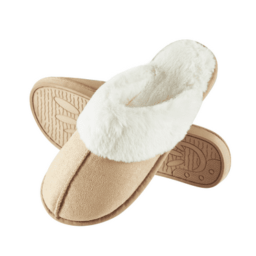 Somdot Womens Comfy House Slippers Memory Foam Scuff Home Slippers Indoor Outdoor