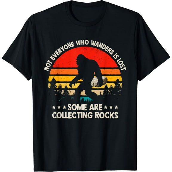 Some Are Collecting Rocks Geologist Rockhounding Bigfoot T-ShirtMen and women, Black T-shirt, size: Extra large