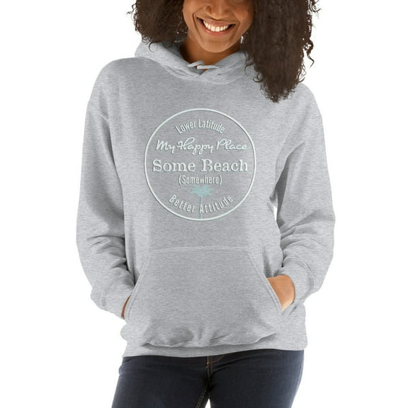 Some Beach Somewhere Is My Happy Place Fleece Hoodie Palm Tree