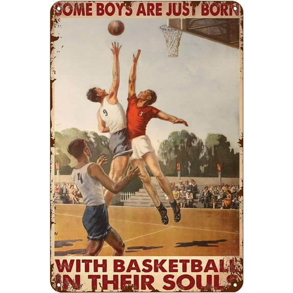 Some Boys Are Just Born With Basketball Metal Tin Sign Vintage Aluminum Sign 8x12 Inch