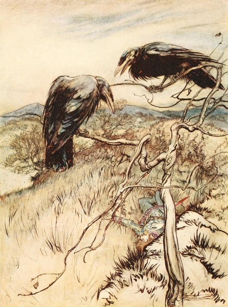 Some British Ballads 1918 The Twa Corbies Canvas Art - A Rackham (18 x 24)