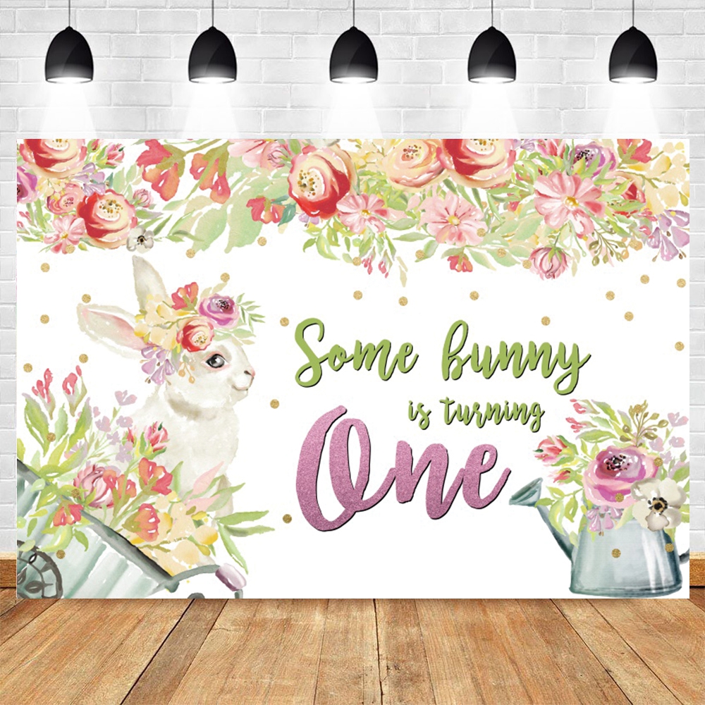 Safari Rabbit Baby First Some Bunny Is Turning One Baby 1st Safari Birthday Backdrop Rabbit ...