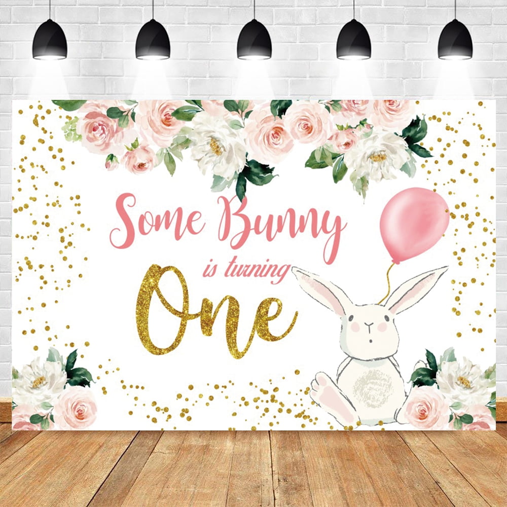Safari Rabbit Baby First Some Bunny Is Turning One Baby 1st Safari Birthday Backdrop Rabbit ...