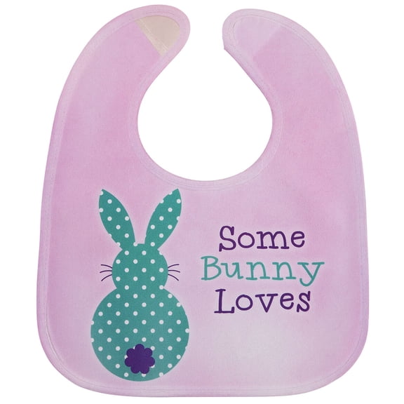 Some Bunny Loves Baby Bib, 100% Polyester, Hook and Loop Closure - Measures 13" x 10 1/2"