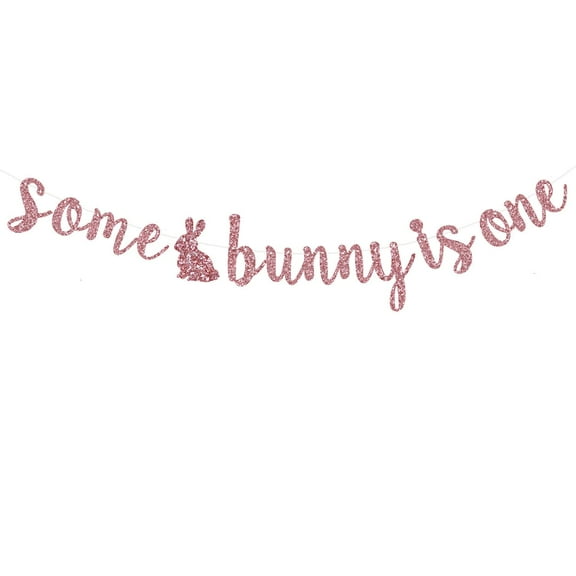 Some Bunny is One, Rose Gold 1st Birthday Banner, Bunny Theme, Easter Decoration. (Pre-Strung)