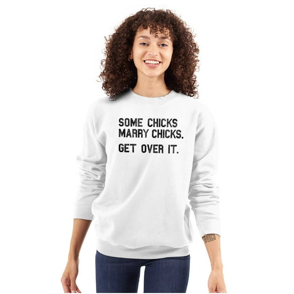 Some Chicks Marry LGBTQ Lesbian Pride Women Plus Size Crewneck Sweatshirt Brisco Brands 5X