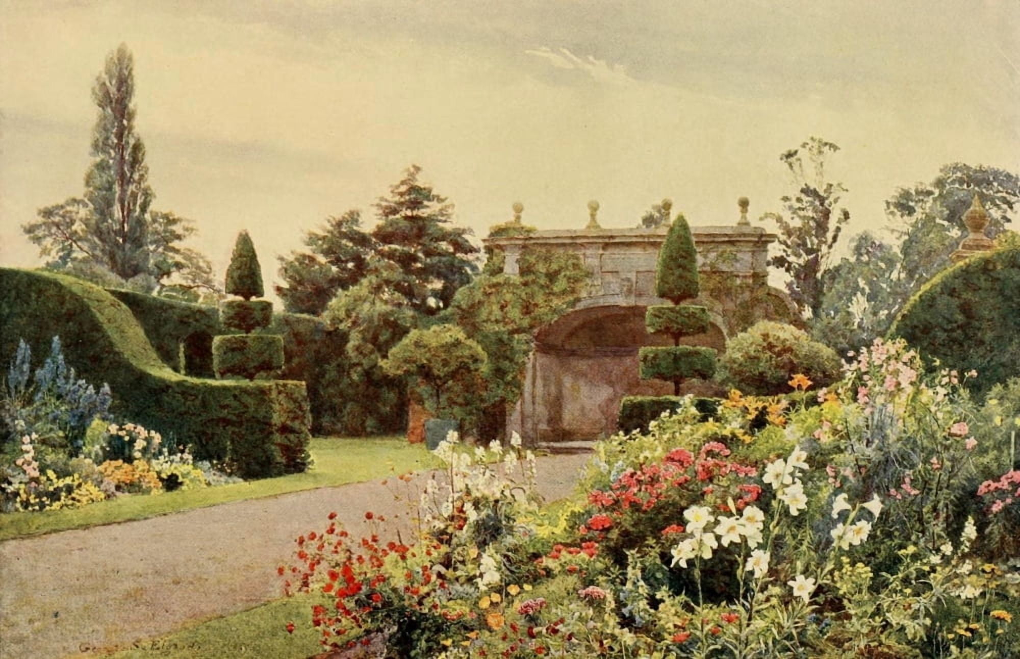 Some English Gardens 1904 Arley The Alcove Canvas Art - George S Elgood (18 x 24)