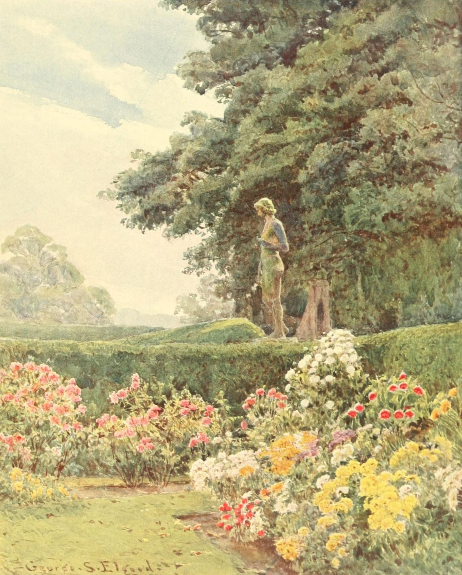 Some English Gardens 1904 Balcaskie The Apollo Canvas Art - GS Elgood (18 x 24)